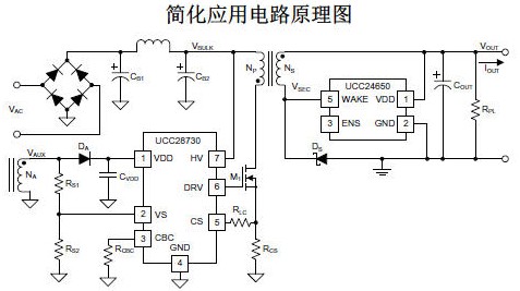 图示3-大联大友尚代理的ti ucc28730简化应用电路原理图