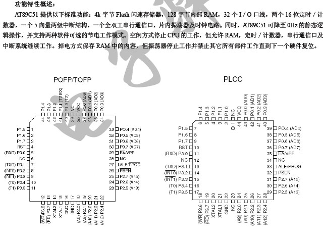 89c51引脚图及功能