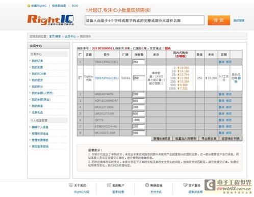 RightIC首创BOM一键式查询系统打造一站式购