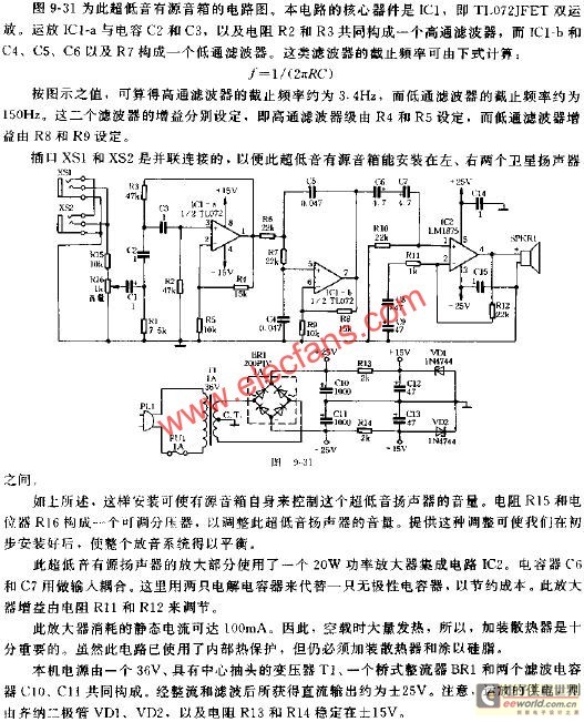 多媒体超低音有源音箱的制作