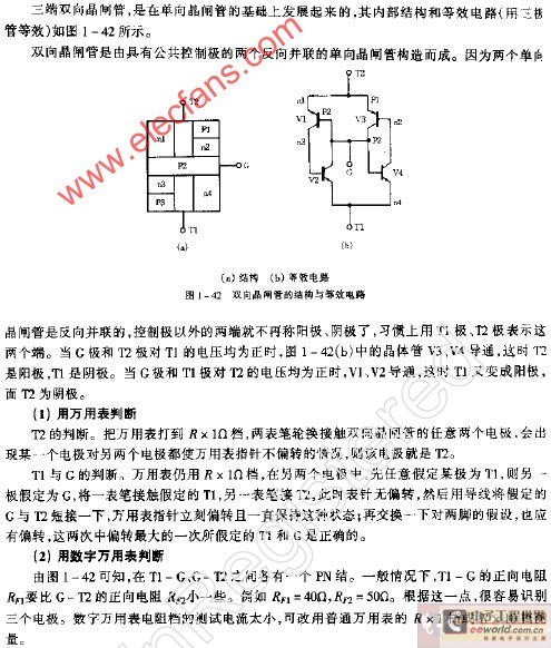 双向晶闸管的结构与等效电路图