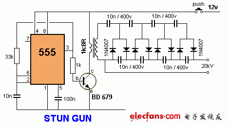 12v升壓到20000v電路圖